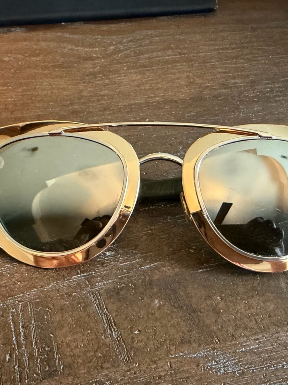 Dior Gold Metal Frame Sunglasses with Mirrored Lenses